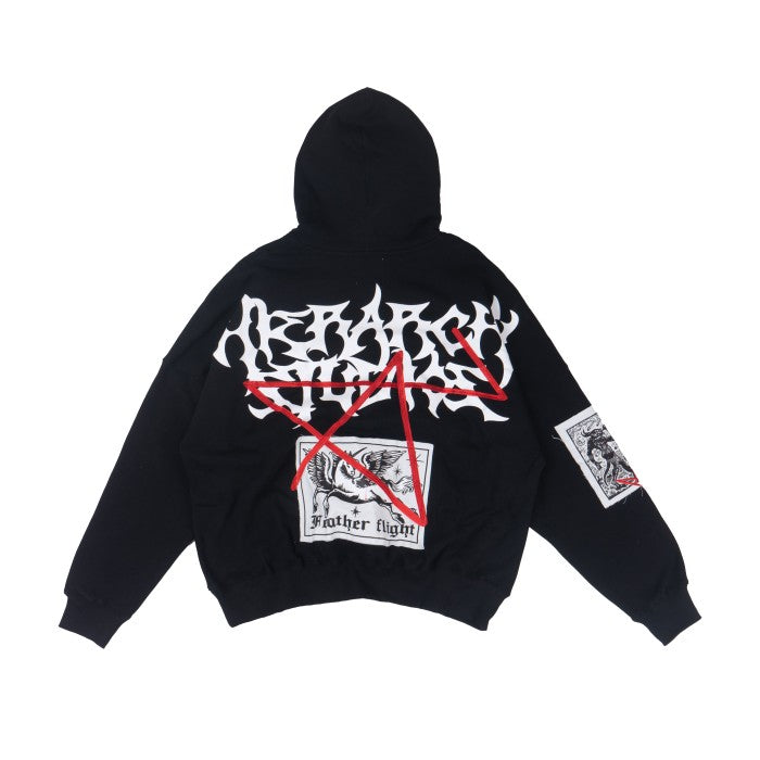 Black Embroidered Wide Oversized Hoodie