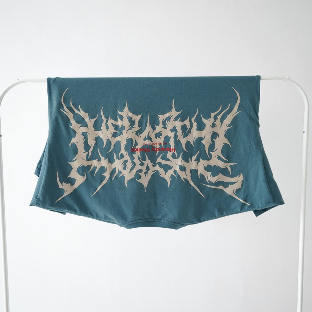 Wide Evil Logo Dusty Blue Oversized T-Shirt