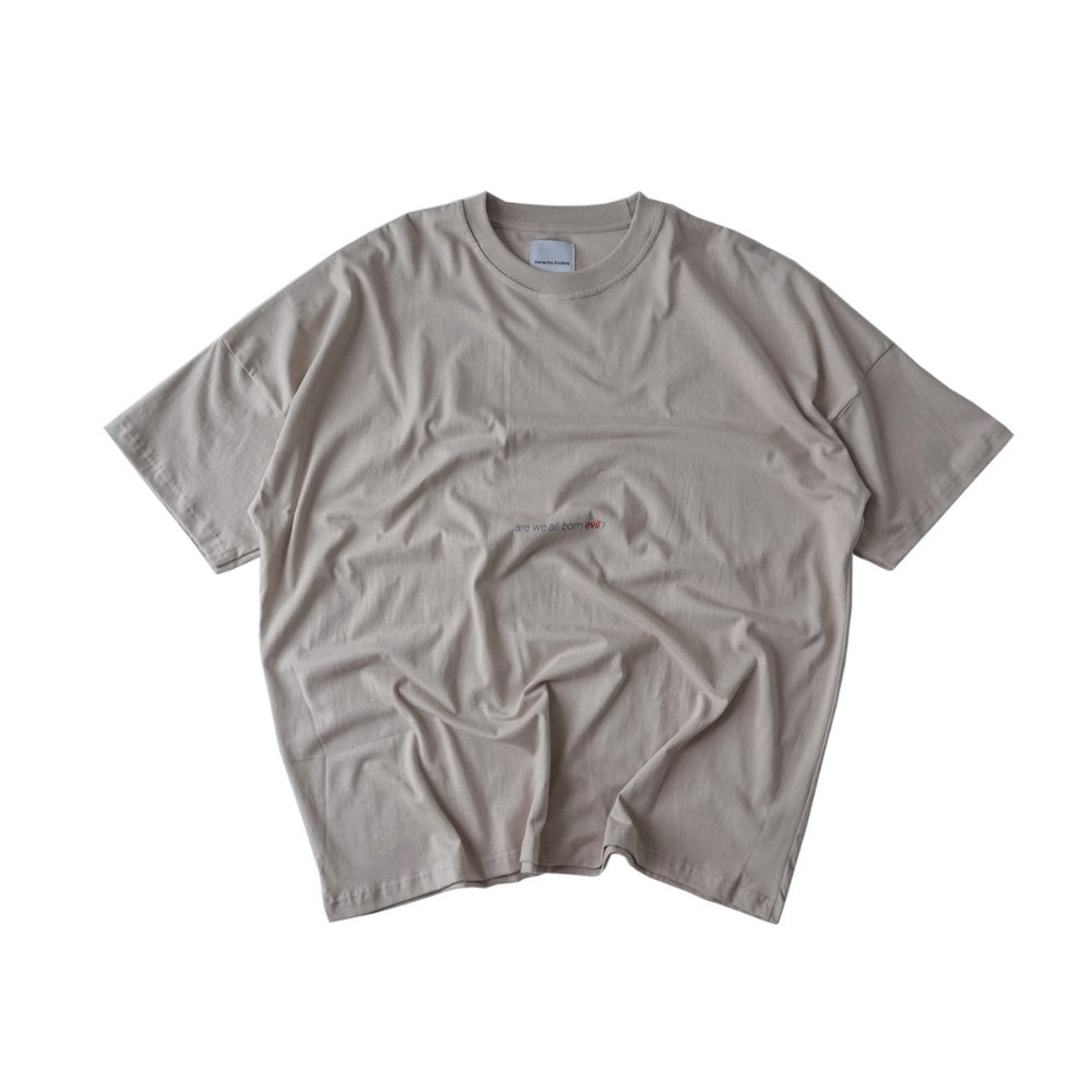 Wide Evil Logo Beige Oversized T-Shirt