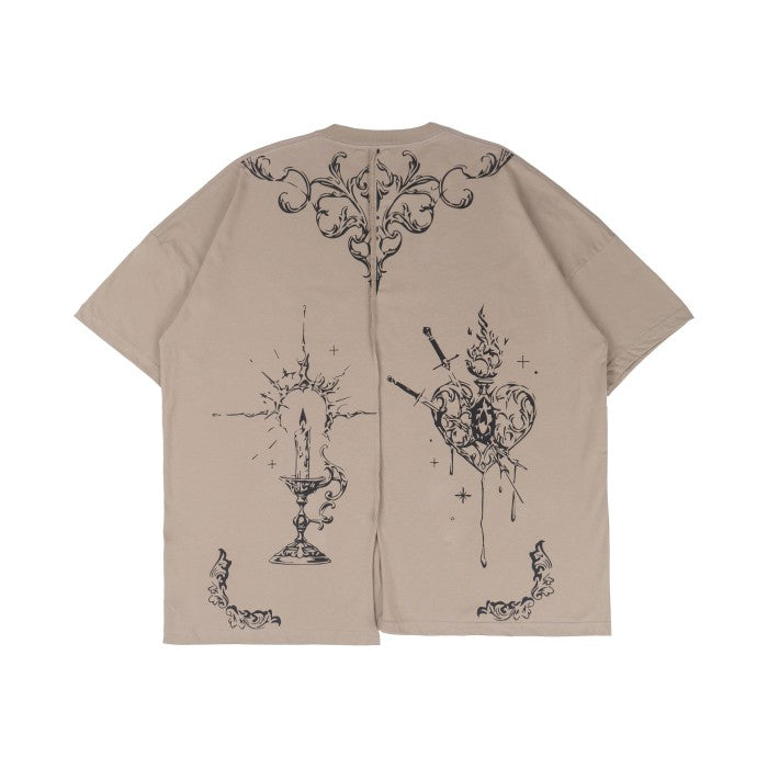 Khaki Light Heart Oversized T-Shirt