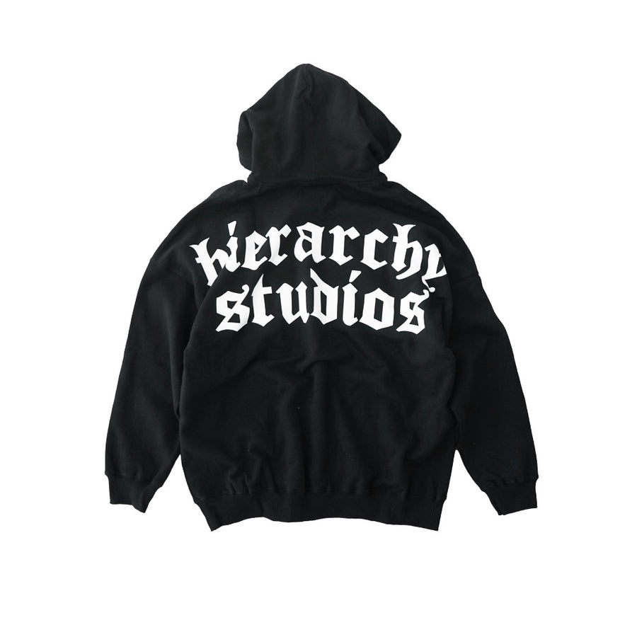 Black Wide Logo Oversized Hoodie