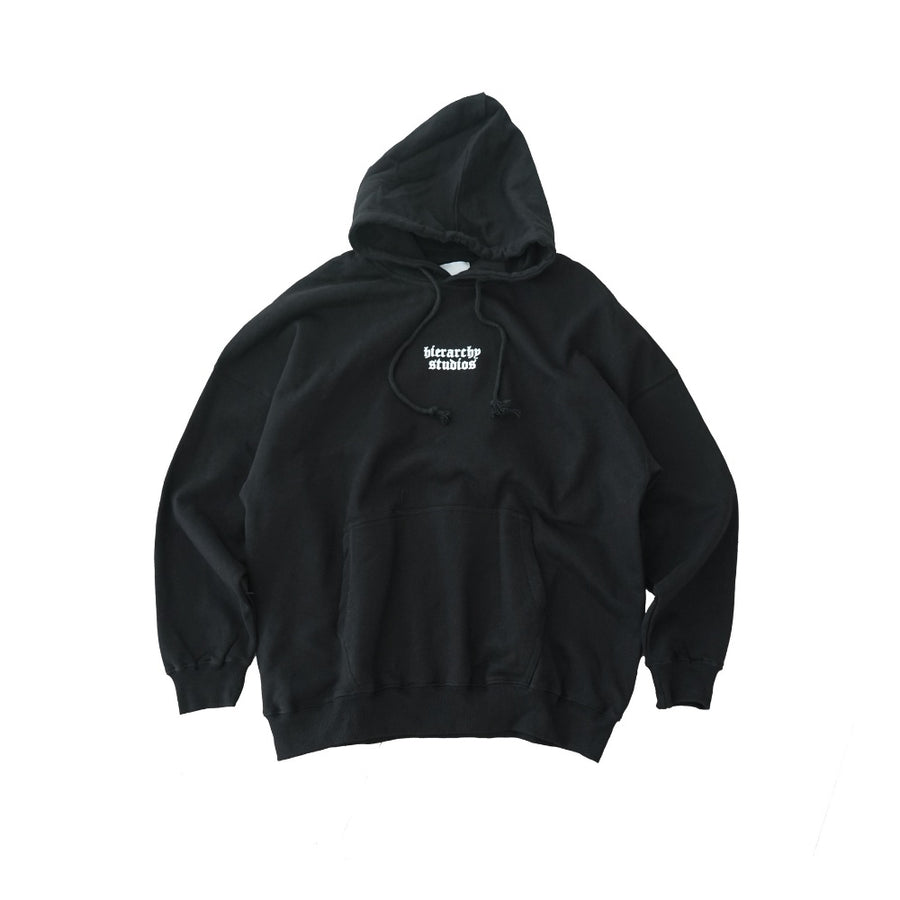 Black Wide Logo Oversized Hoodie