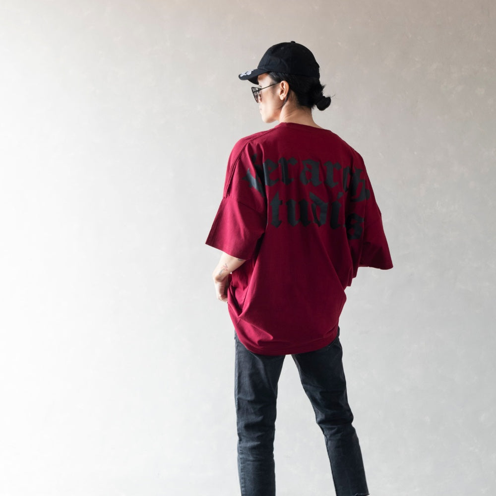 Maroon Wide Logo Oversized T-Shirt