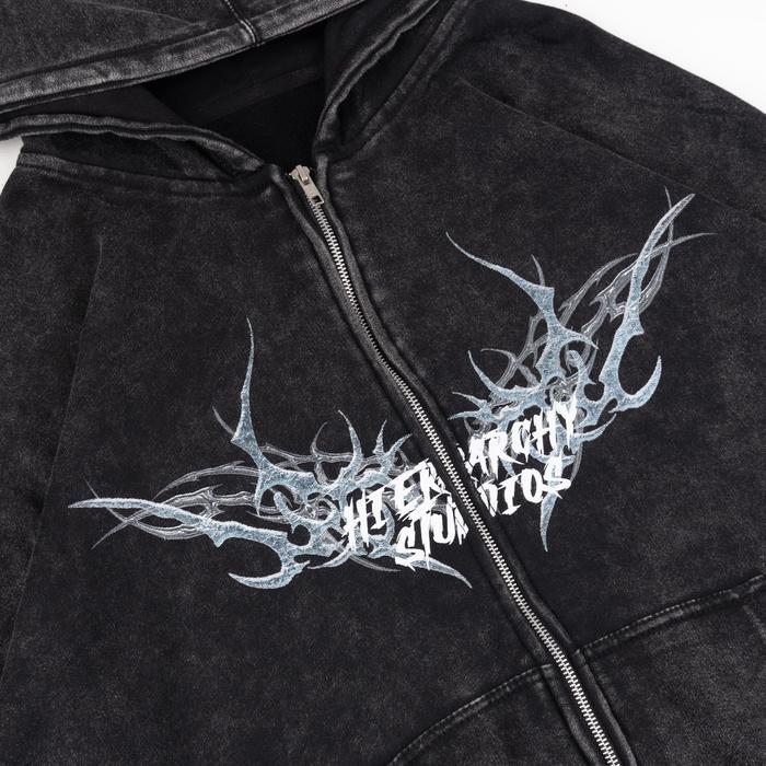 Washed Black Verglass Wide Oversized Hoodie