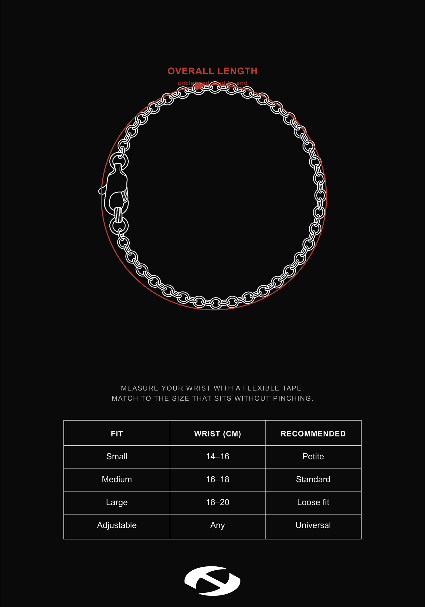 Size guide for Hierarchy Studios - Pearl Chain Bracelet