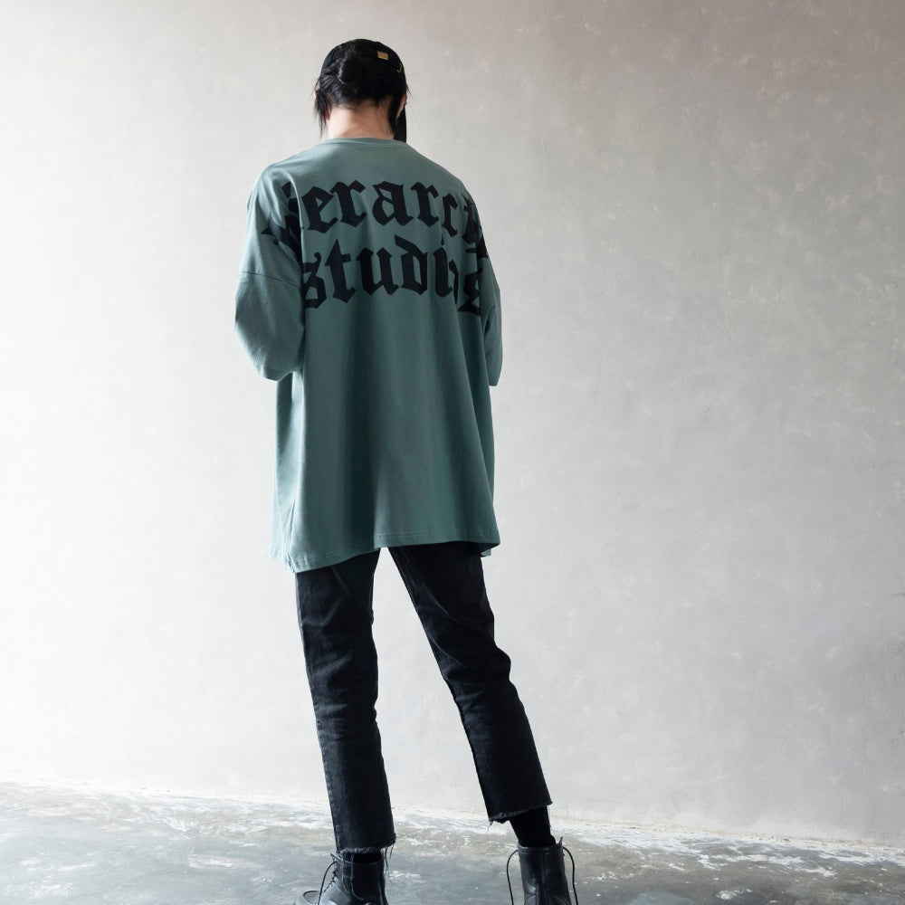 Dusty Green Wide Logo Oversized T-Shirt