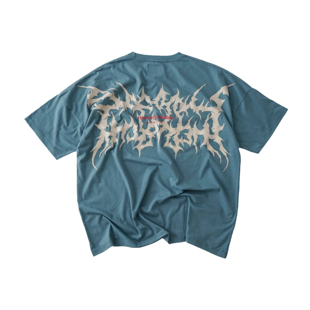 Wide Evil Logo Dusty Blue Oversized T-Shirt