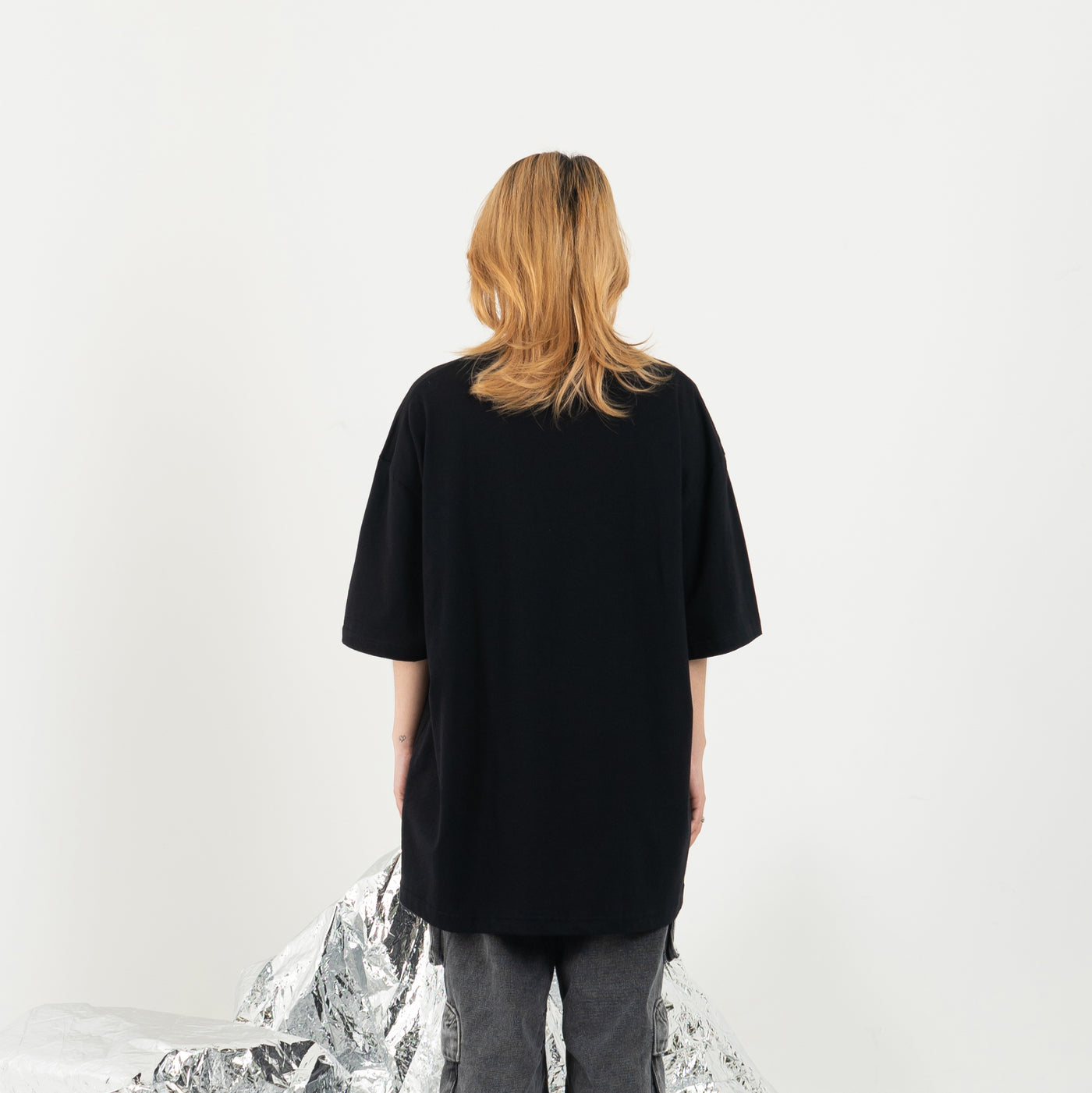 Black Y2K Logo Oversized T-Shirt