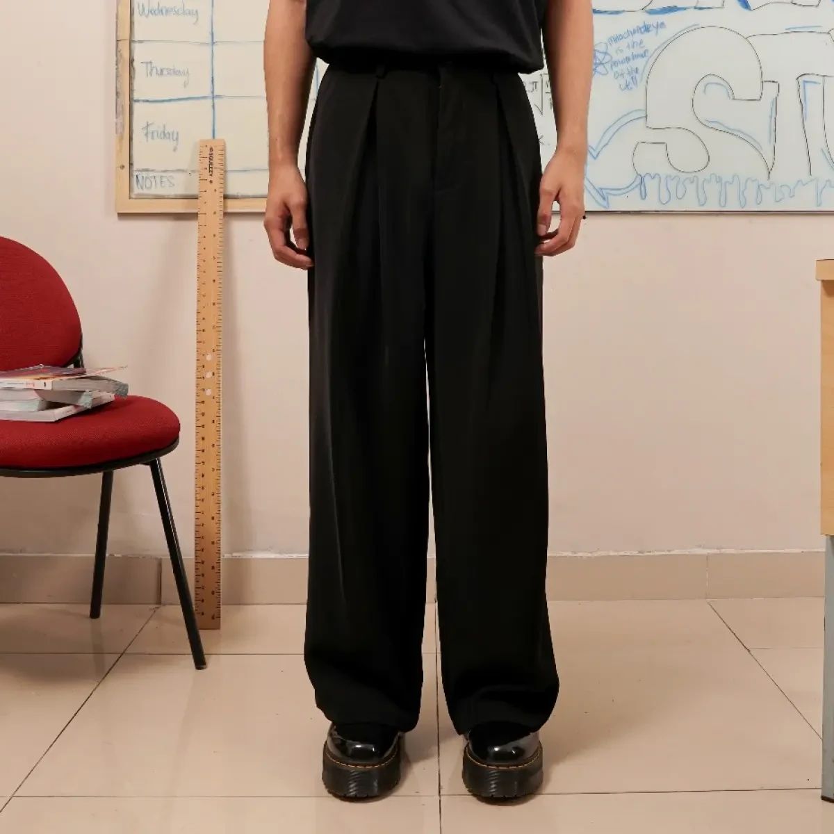 HIERARCHY STUDIOS Unruled - PRE ORDER Black Tuck Slacks Trousers