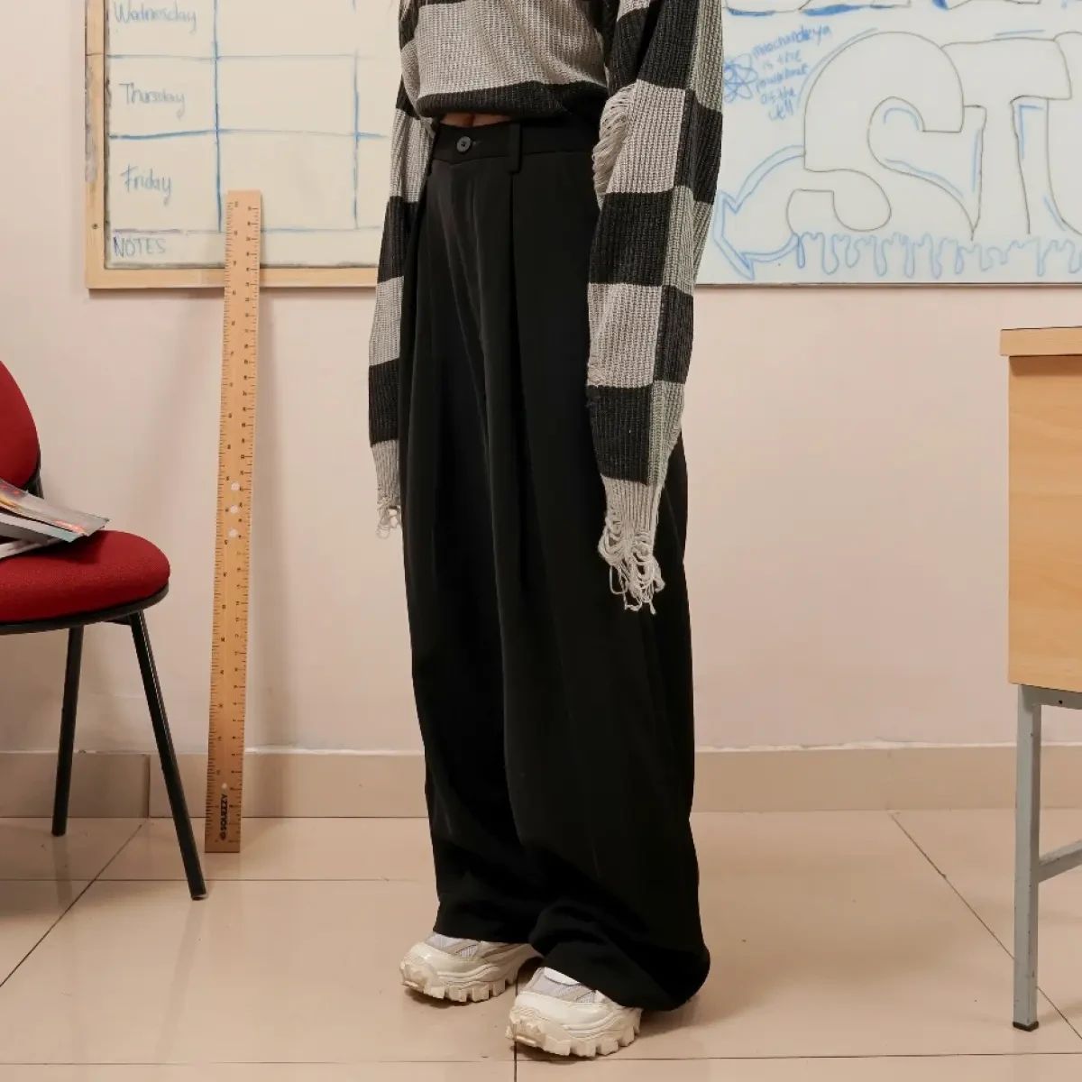 HIERARCHY STUDIOS Unruled - PRE ORDER Black Tuck Slacks Trousers