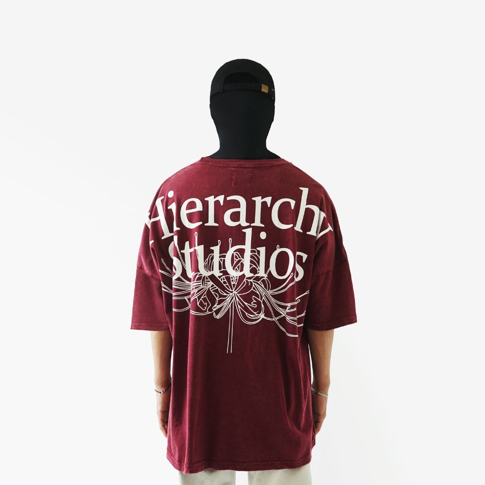Flowers Wide Spider Lily Oversized T-shirt Washed Red