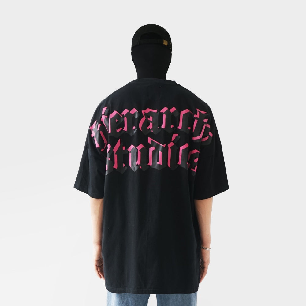 Layered Wide Logo Oversized T-Shirt Black