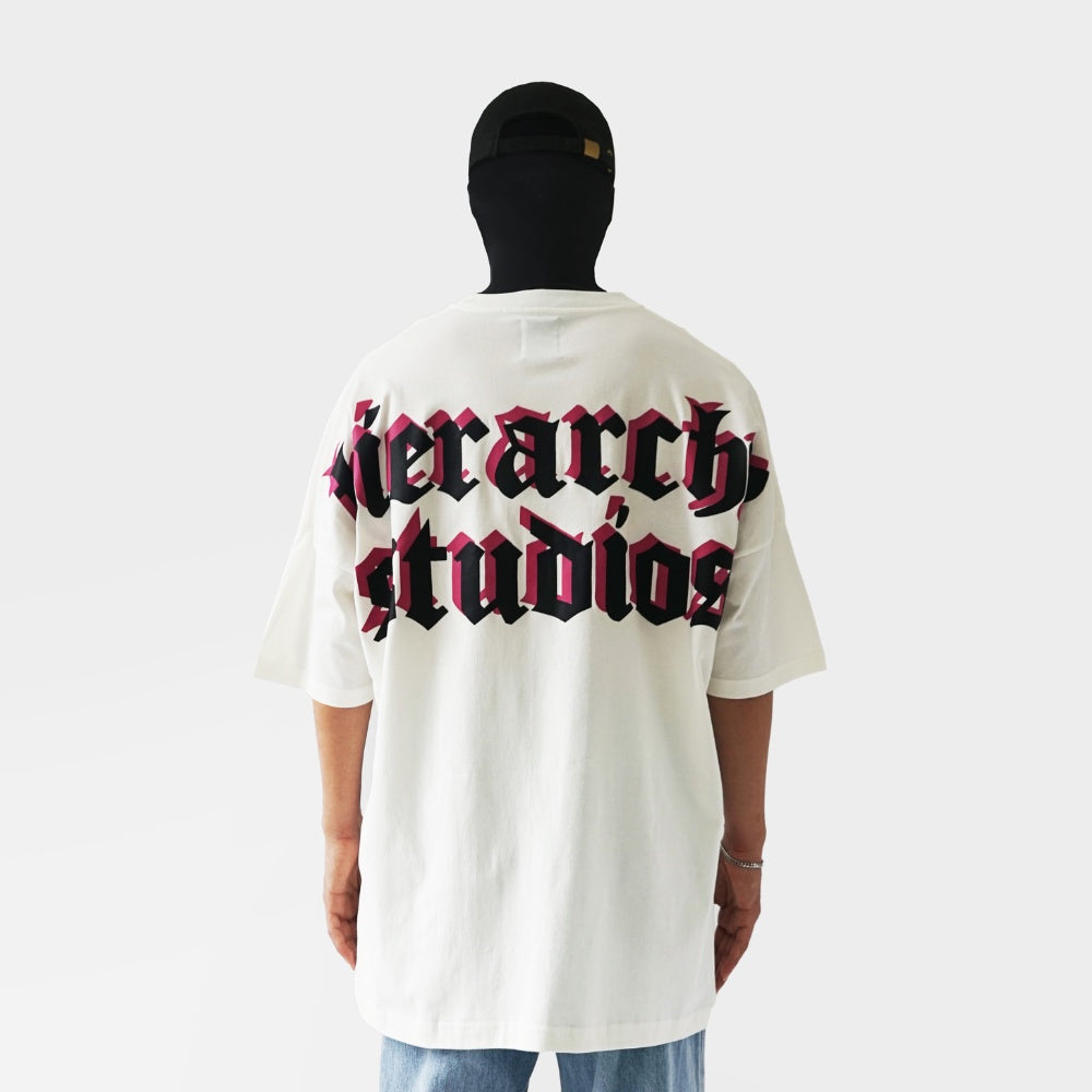 Layered Wide Logo Oversized T-Shirt White