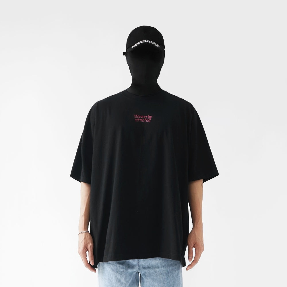 Layered Wide Logo Oversized T-Shirt Black