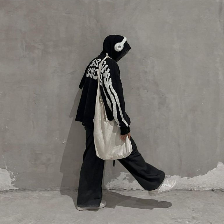 HIERARCHY STUDIOS New Error - Black Fluid Wide Oversized Knit Sweater