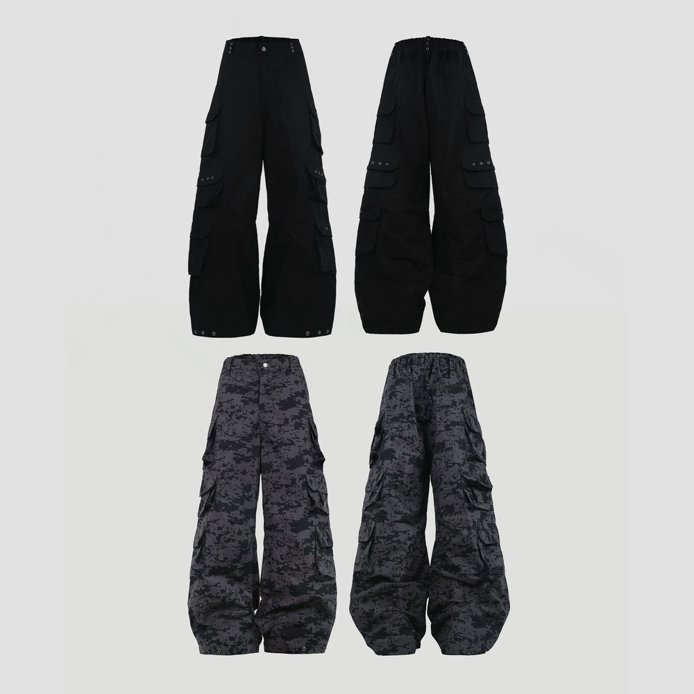 HIERARCHY STUDIOS Unsolved - Black Cargo Baggy Longpants