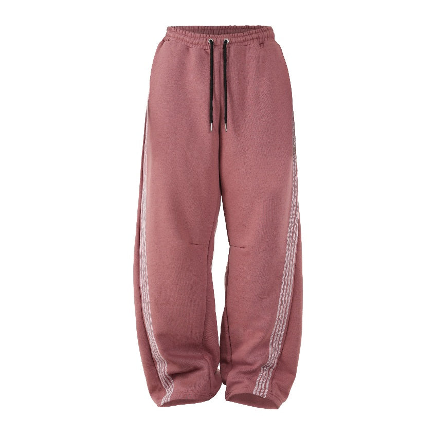 PRE ORDER Dusty Pink Four Stripes Baggy Pants