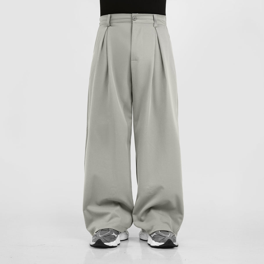HIERARCHY STUDIOS Unruled - Ash Grey Tuck Trousers