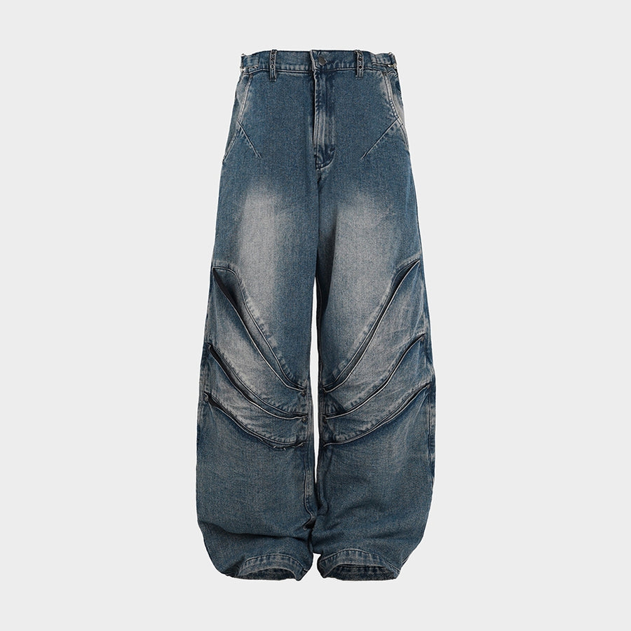 HIERARCHY STUDIOS Warrior - Washed Blue Warrior Denim Baggy Pants