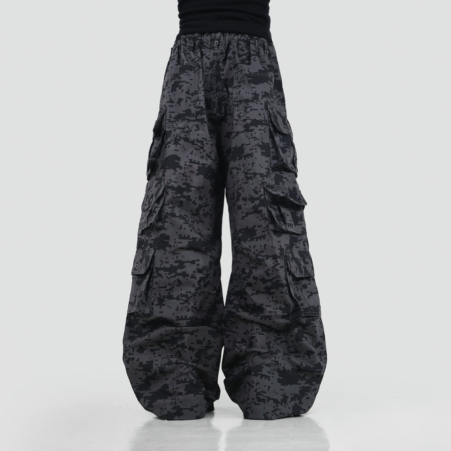 HIERARCHY STUDIOS Unsolved - Black Camo Cargo Baggy Longpants