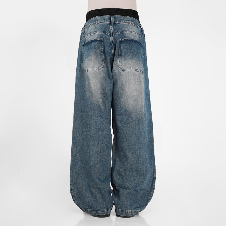 HIERARCHY STUDIOS Warrior - Washed Blue Warrior Denim Baggy Pants