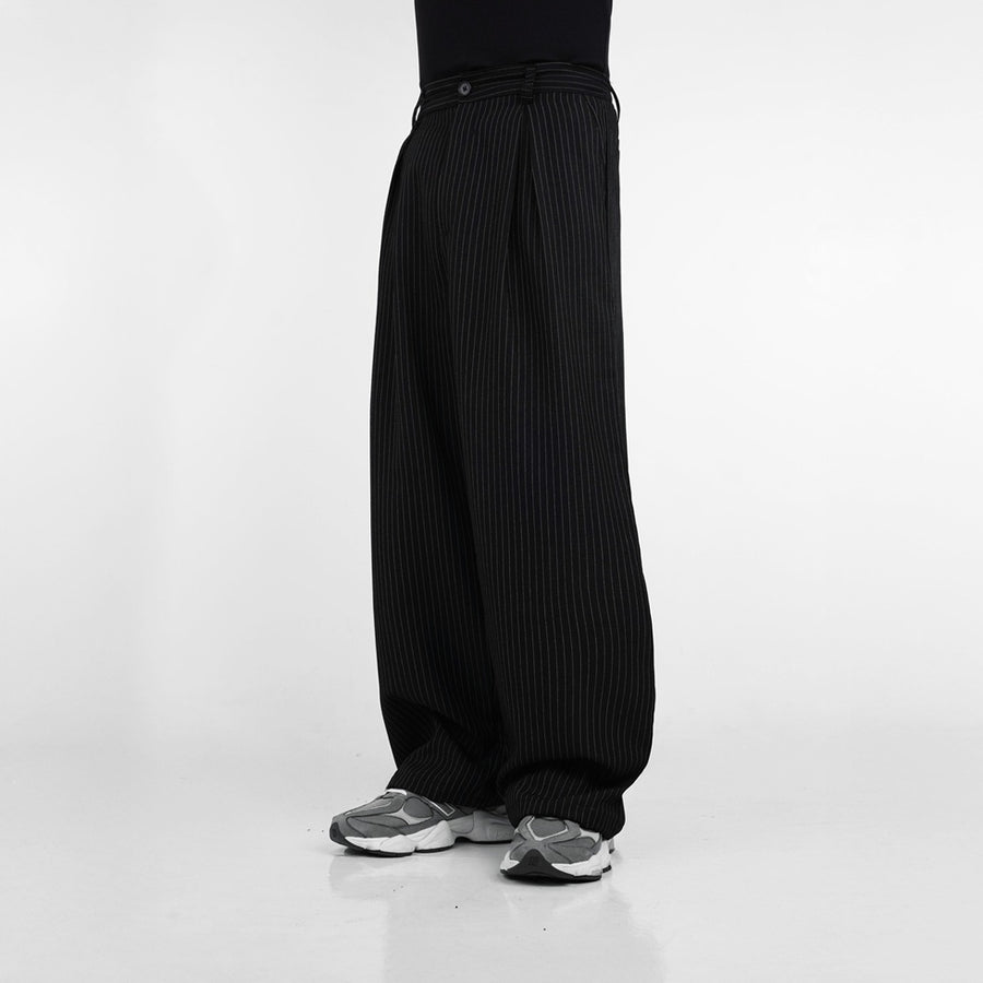 HIERARCHY STUDIOS Unruled - Stripes Black Tuck Trousers