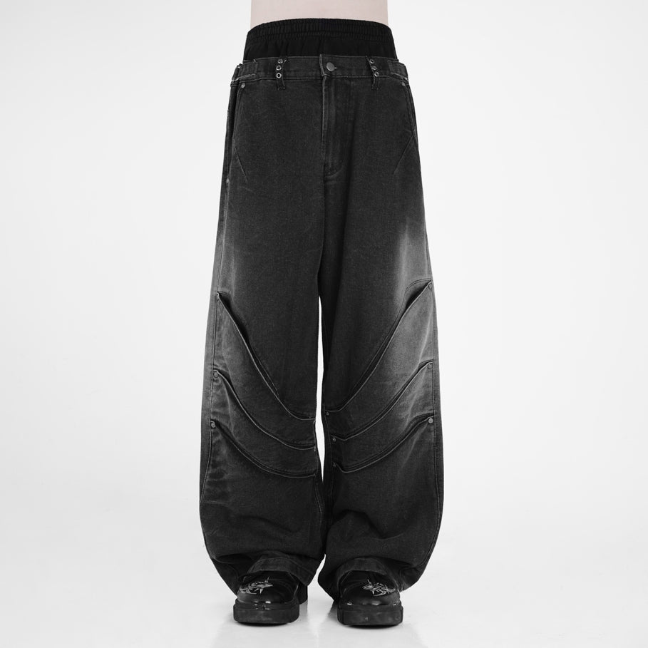 HIERARCHY STUDIOS Warrior - Washed Grey Warrior Denim Baggy Pants