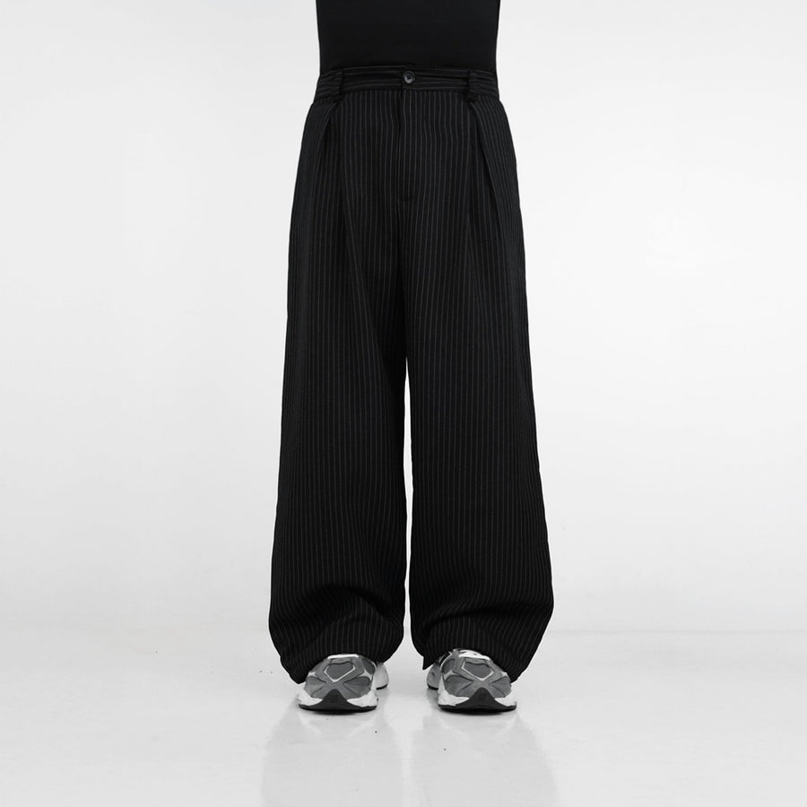 HIERARCHY STUDIOS Unruled - Stripes Black Tuck Trousers