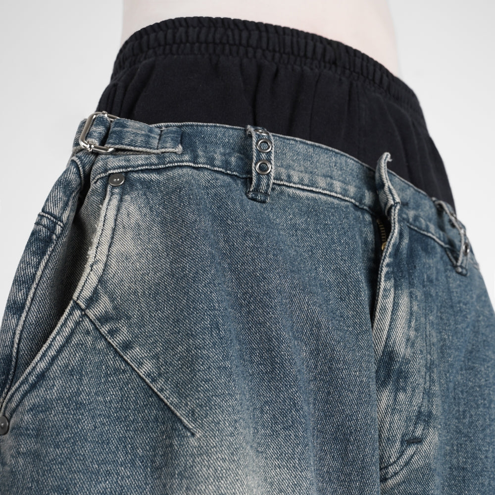 HIERARCHY STUDIOS Warrior - Washed Blue Warrior Denim Baggy Pants