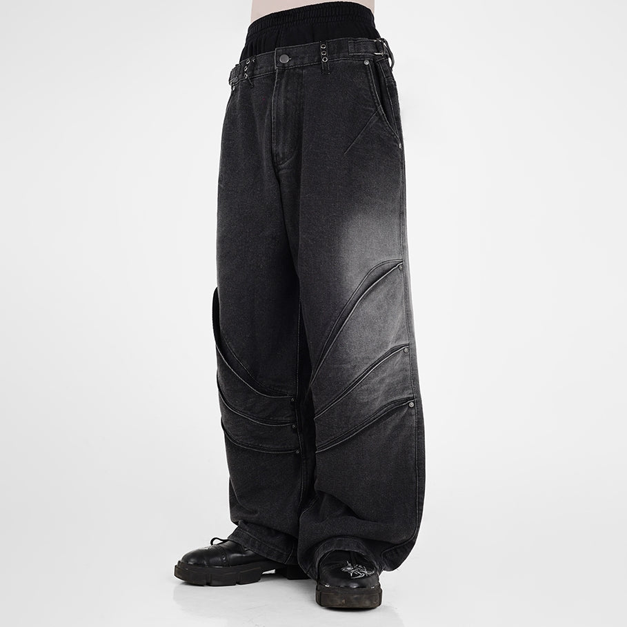 HIERARCHY STUDIOS Warrior - Washed Grey Warrior Denim Baggy Pants