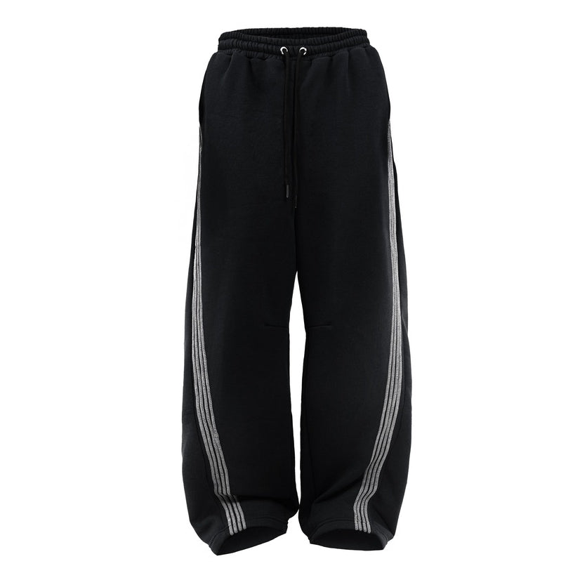PRE ORDER Black Four Stripes Baggy Pants