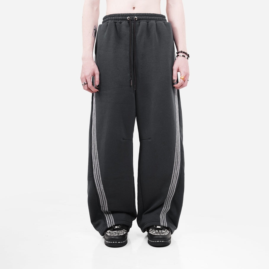 HIERARCHY STUDIOS TMTNW - Grey Four Stripes Baggy Pants