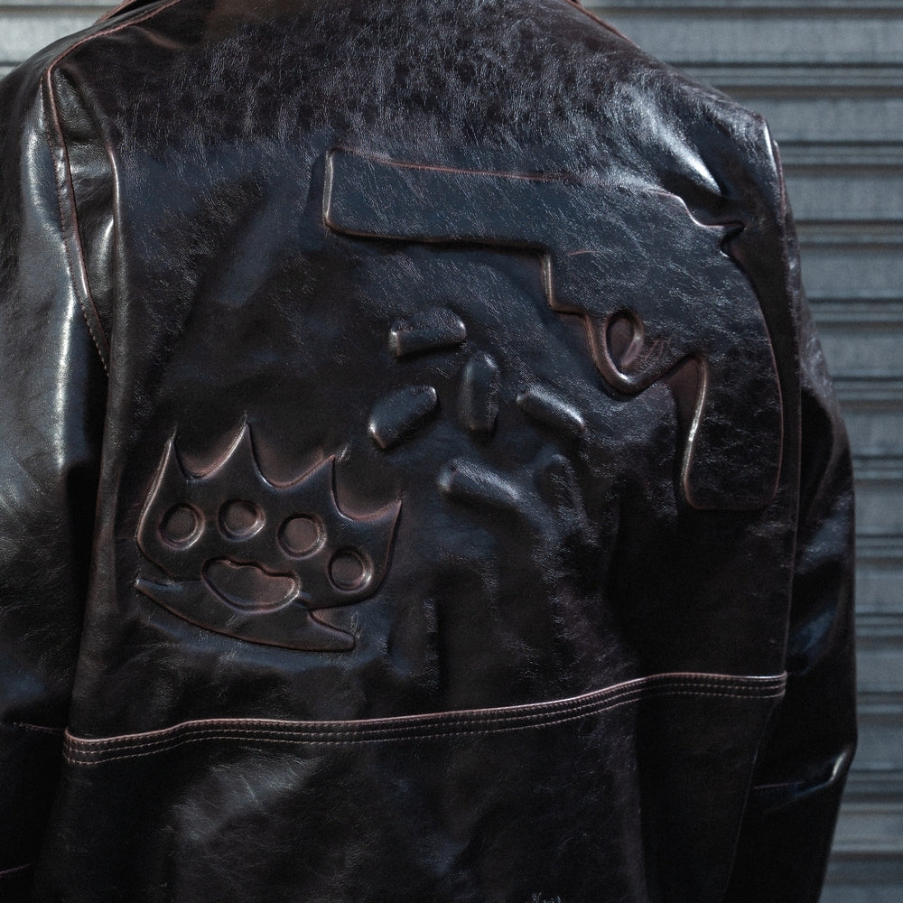 Hierarchy Studios - Brown Chameleon Boxy Leather Jacket