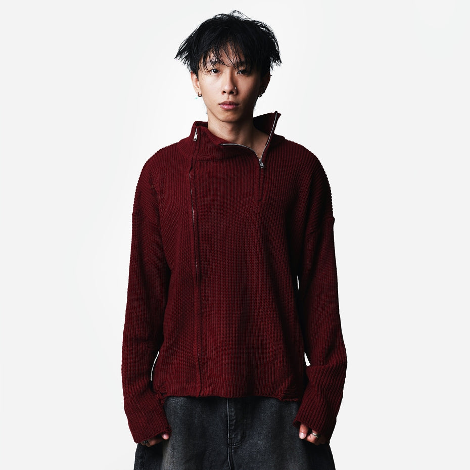 Red Knit Fractured Sweater