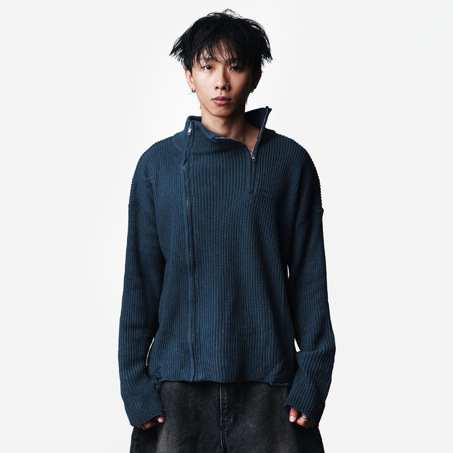 Hierarchy Studios HOLLOWS - Blue Knit Fractured Sweater