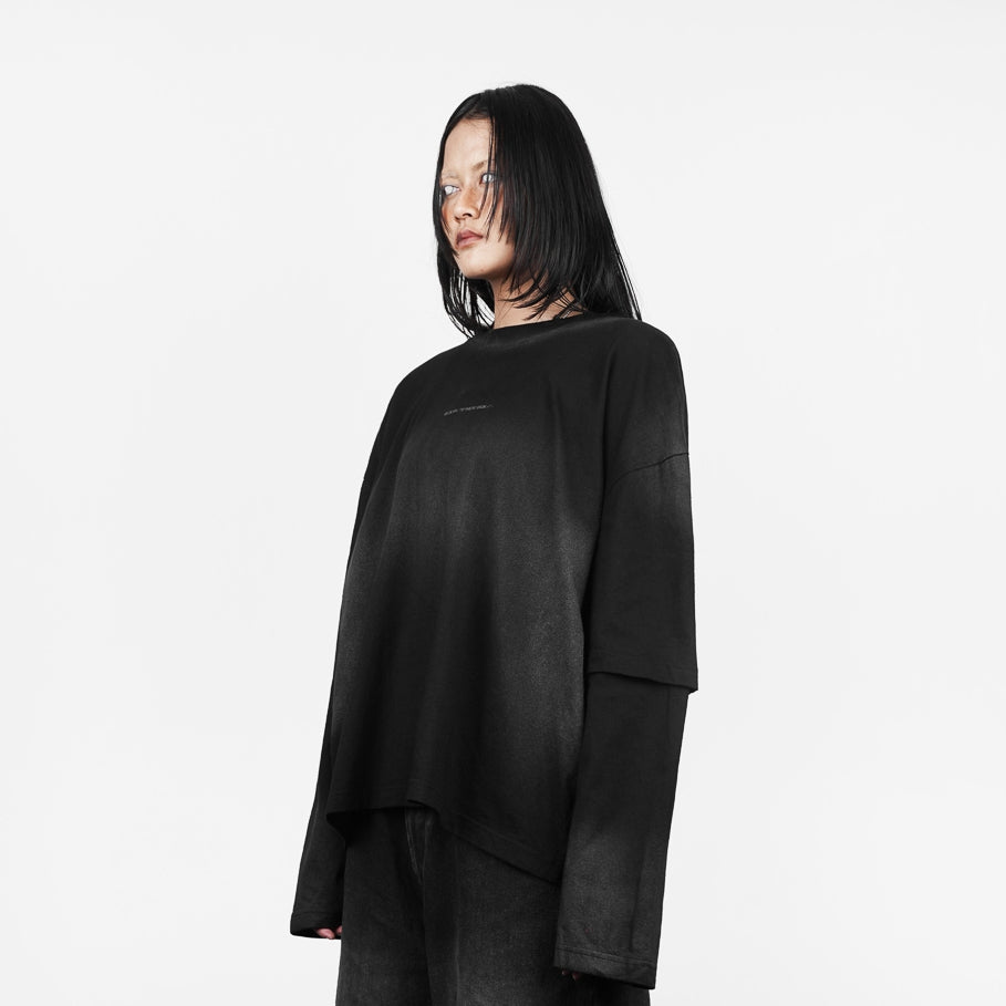 Washed Black Not Equal Boxy Oversized Long Sleeve