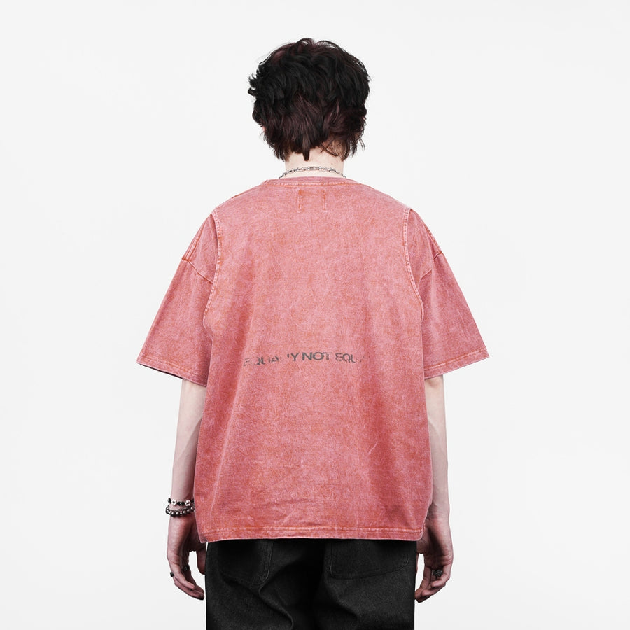 Washed Pink Hearts Logo Boxy Oversized T-Shirt