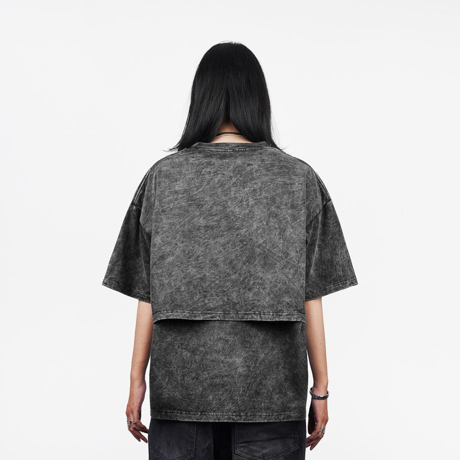 HIERARCHY STUDIOS ENE - Washed Black Layered ENE Boxy Oversized T-Shirt