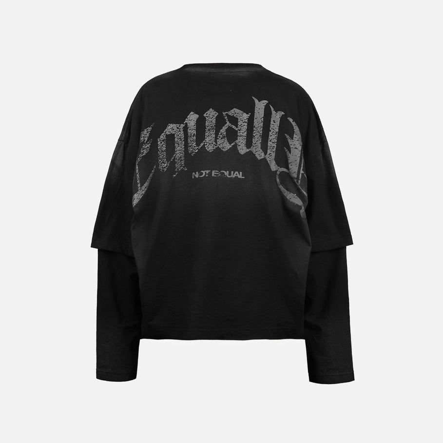 Washed Black Not Equal Boxy Oversized Long Sleeve