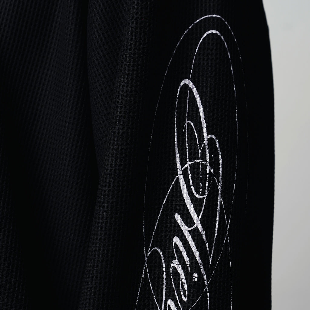 Black CC Thermal Waffle Boxy Long Sleeve