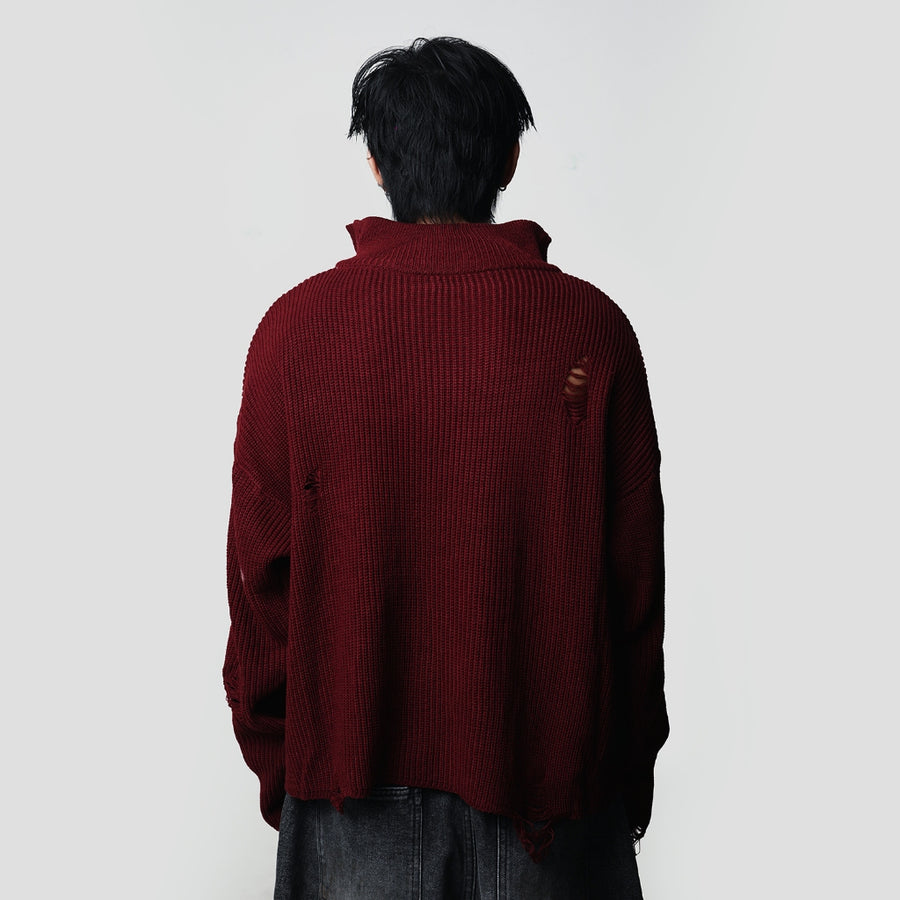 Red Knit Fractured Sweater