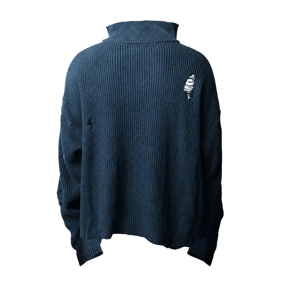 Hierarchy Studios HOLLOWS - Blue Knit Fractured Sweater