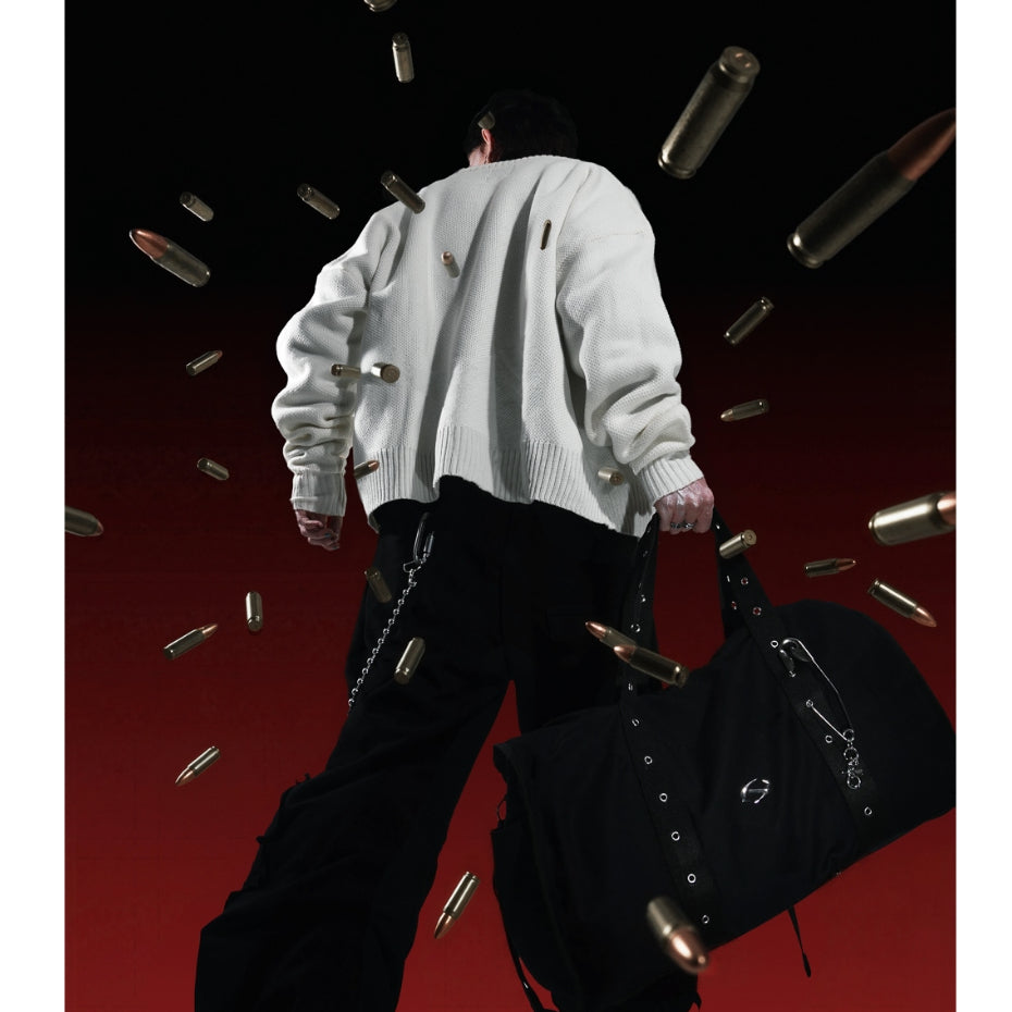 Hierarchy Studios FA - Black Eyelet Metal Logo Duffle Bag