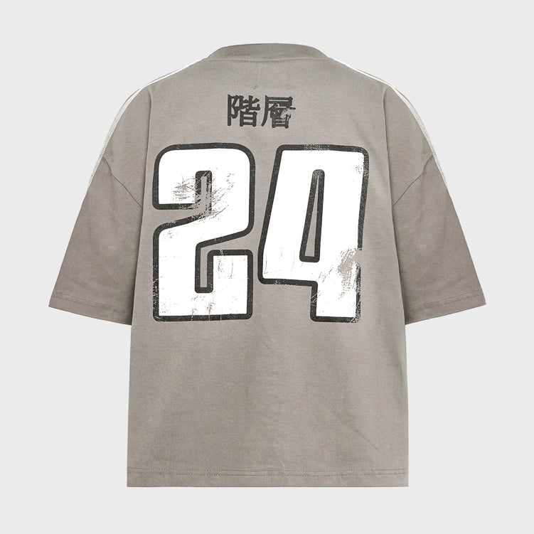 HIERARCHY STUDIOS TMTNW - Beige Four Stripes Boxy Oversized T-Shirt
