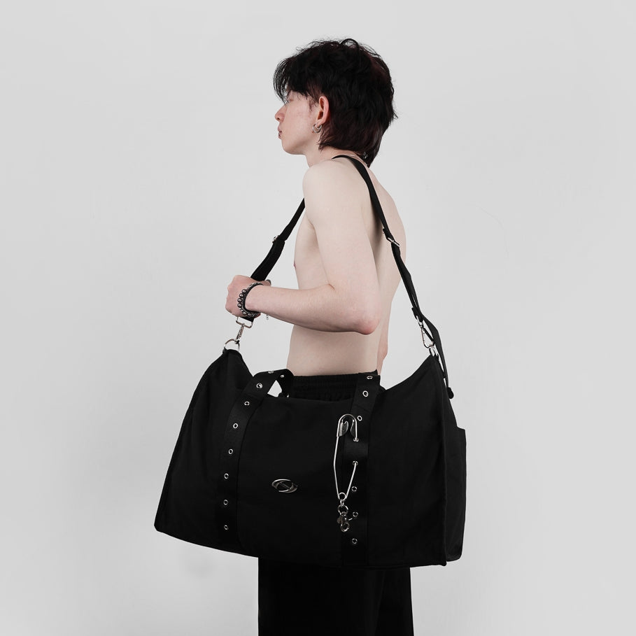 Hierarchy Studios FA - Black Eyelet Metal Logo Duffle Bag