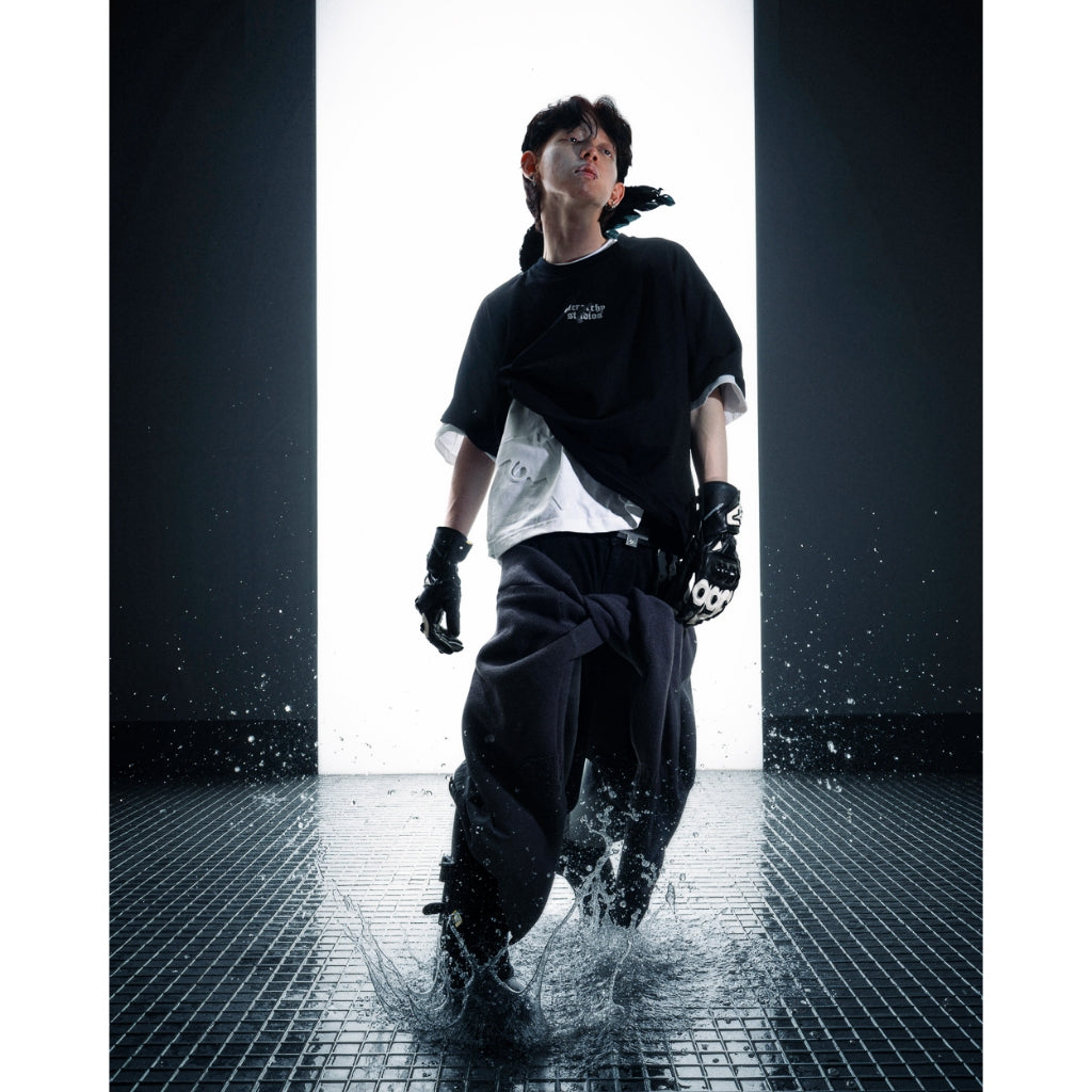 Hierarchy Studios FA - Black Embossed Cross Gun Wide Boxy Oversized T-Shirt