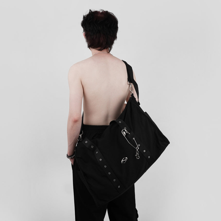 Hierarchy Studios FA - Black Eyelet Metal Logo Duffle Bag