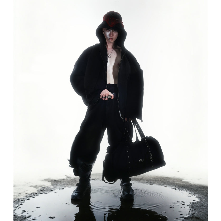 Hierarchy Studios FA - Black Eyelet Metal Logo Duffle Bag
