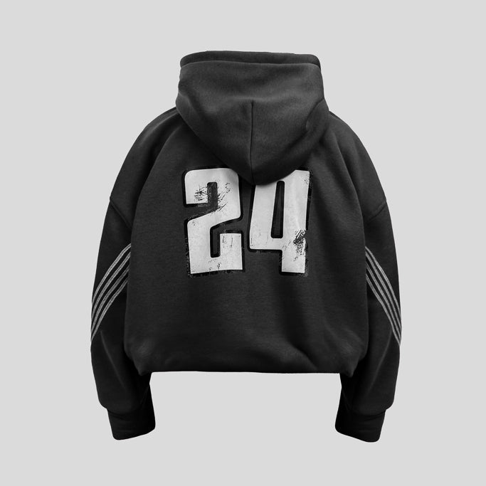 Hierarchy Studios FS - Black Four Stripes Boxy Oversized Hoodie
