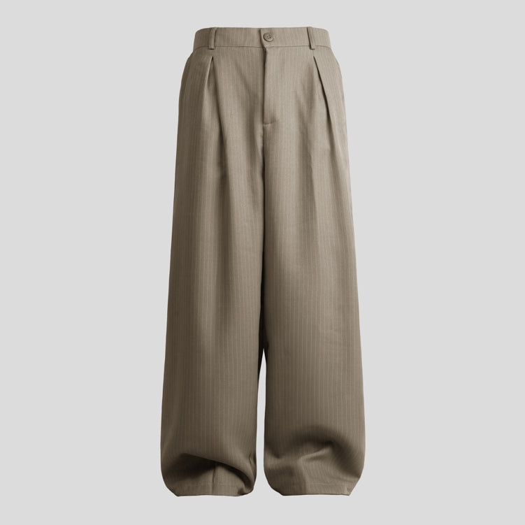 HIERARCHY STUDIOS Unruled - Stripes Mocca Tuck Trousers